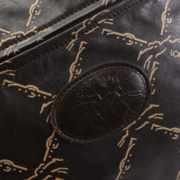 Printed brown leather Longchamp bag - Picture 8 of 11